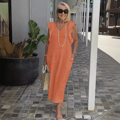 Robe maxi pour femme avec décolleté en V et manches raglan Chic und Stil