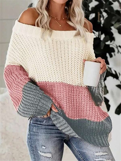 Pull en tricot surdimensionné pour femmes avec une coupe décontractée et épaule ouverte Chic und Stil