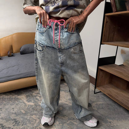 Baggy jeans for women with innovative drawstring Chic and Style