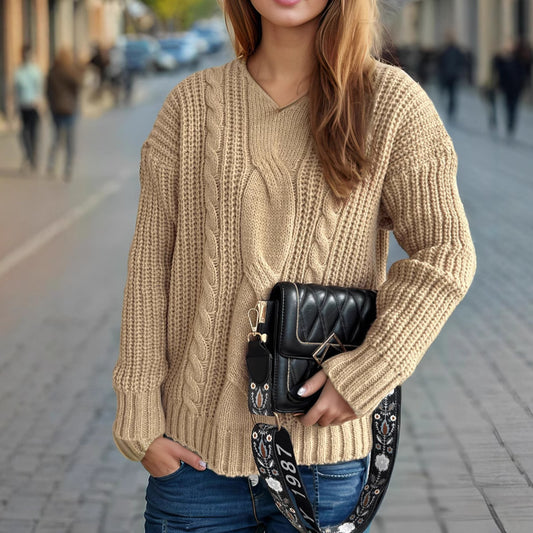 Pull femme en grosse maille avec design tressé créatif et coupe décontractée Chic und Stil