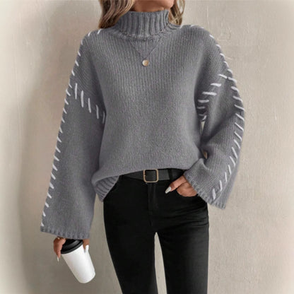 Pull en knit pour femmes avec des manches larges et un col montant Chic und Stil