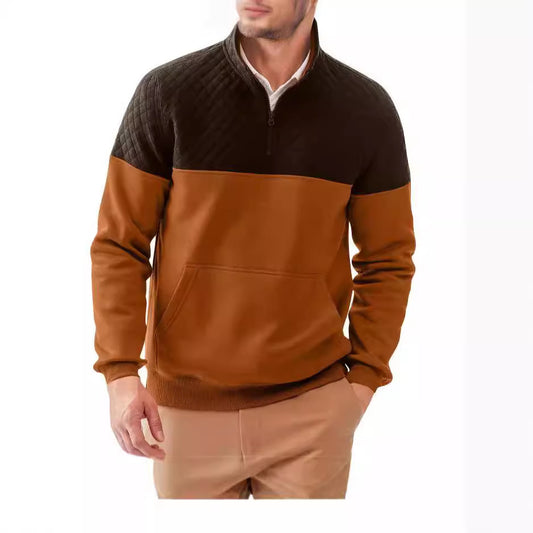 Pull-over matelassé pour homme avec col montant et poche kangourou pratique Chic und Stil