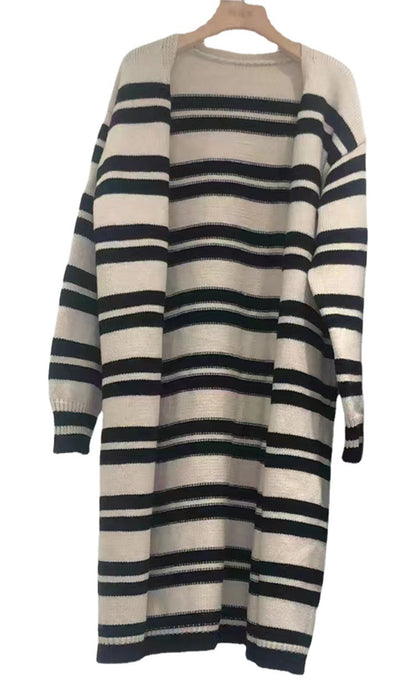 Cardigan côtelé décontracté pour femme avec un motif rayé moderne et une coupe ouverte Chic und Stil