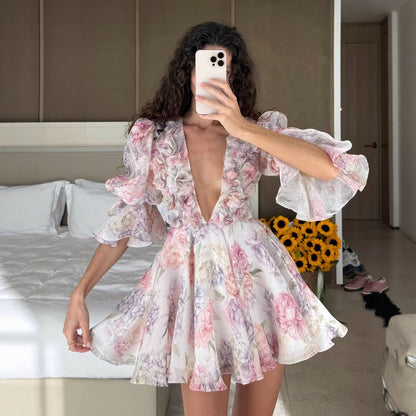 Robe d'été ludique pour femmes avec un design d'application 3D floral Chic und Stil