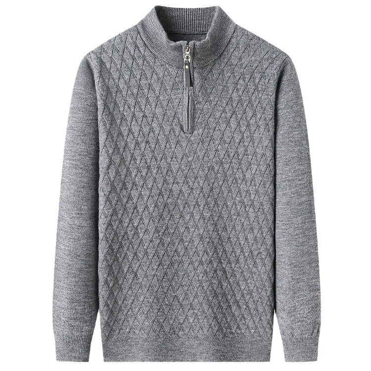 Pull en tricot pour hommes avec col montant et fermeture éclair Chic und Stil