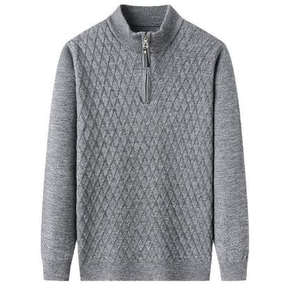 Pull en tricot pour hommes avec col montant et fermeture éclair Chic und Stil
