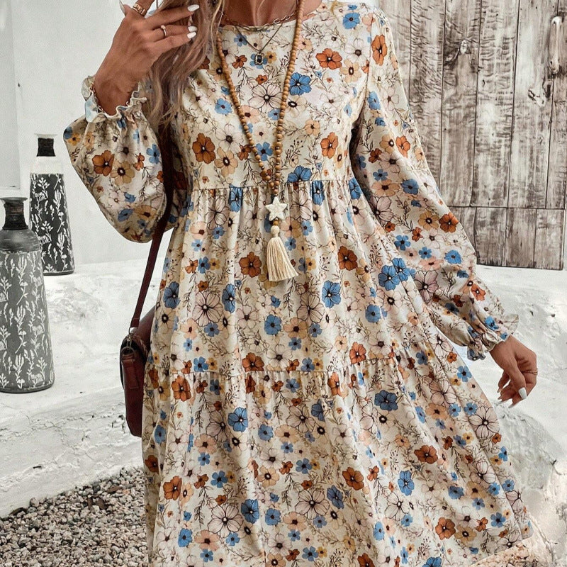 Robe d'été aérienne pour femmes avec des détails en volants et des manches bouffantes Chic und Stil