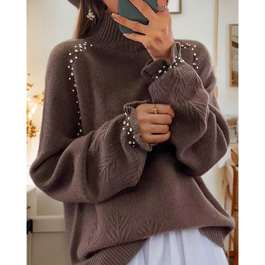 Pull pour femmes avec col roulé élégant et détails scintillants Chic und Stil