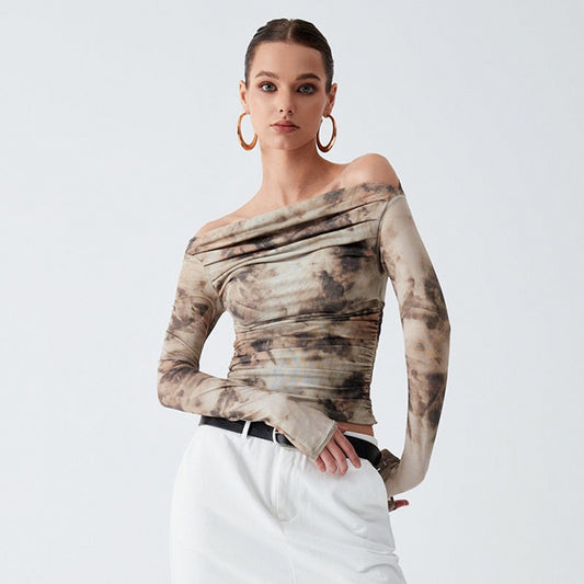 Dames Haut élégant à épaules dénudées avec design drapé Chic und Stil