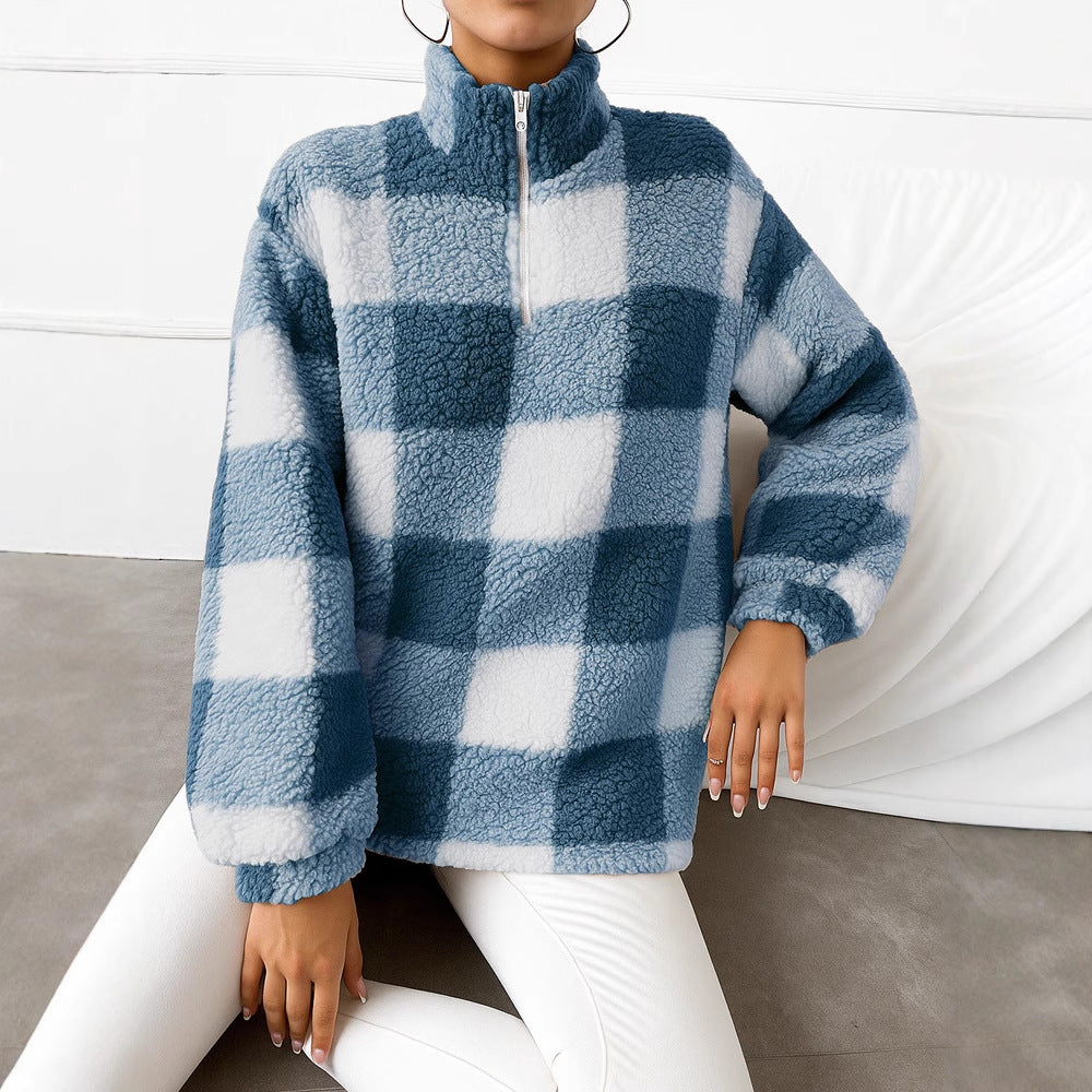 Pull en fleece pour femmes avec col montant et fermeture éclair intégrale Chic und Stil