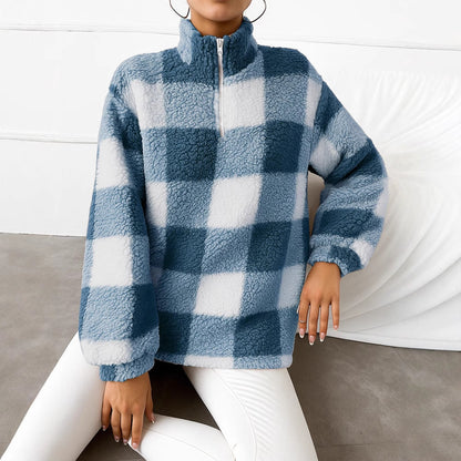 Pull en fleece pour femmes avec col montant et fermeture éclair intégrale Chic und Stil