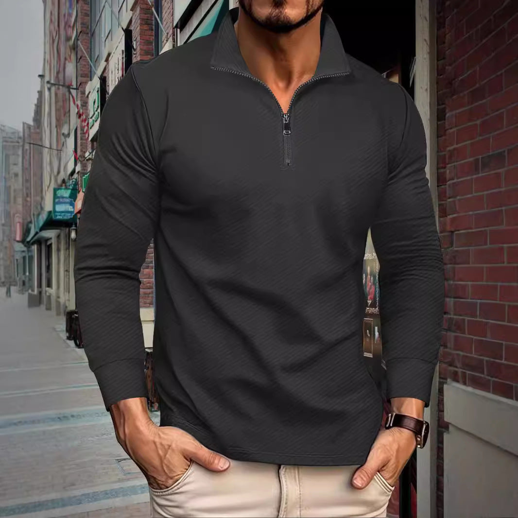 Chemise à manches longues pour hommes avec col montant et ouverture zippée pratique Chic und Stil