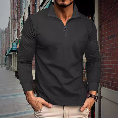 Functional pullover for men with short zip and sporty cut Chic and Style