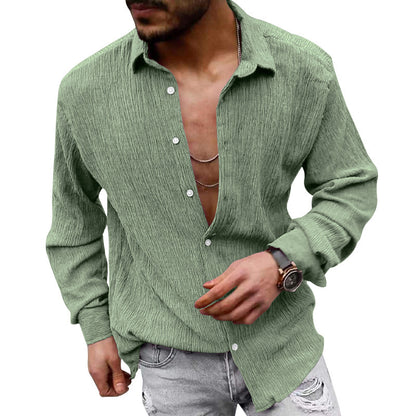 Chemise décontractée à manches longues pour hommes en tissu texturé et au look moderne Chic und Stil