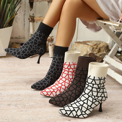 Bottes pour dames en limitiée avec des chaussures à chaussettes et un talon élégant Chic und Stil