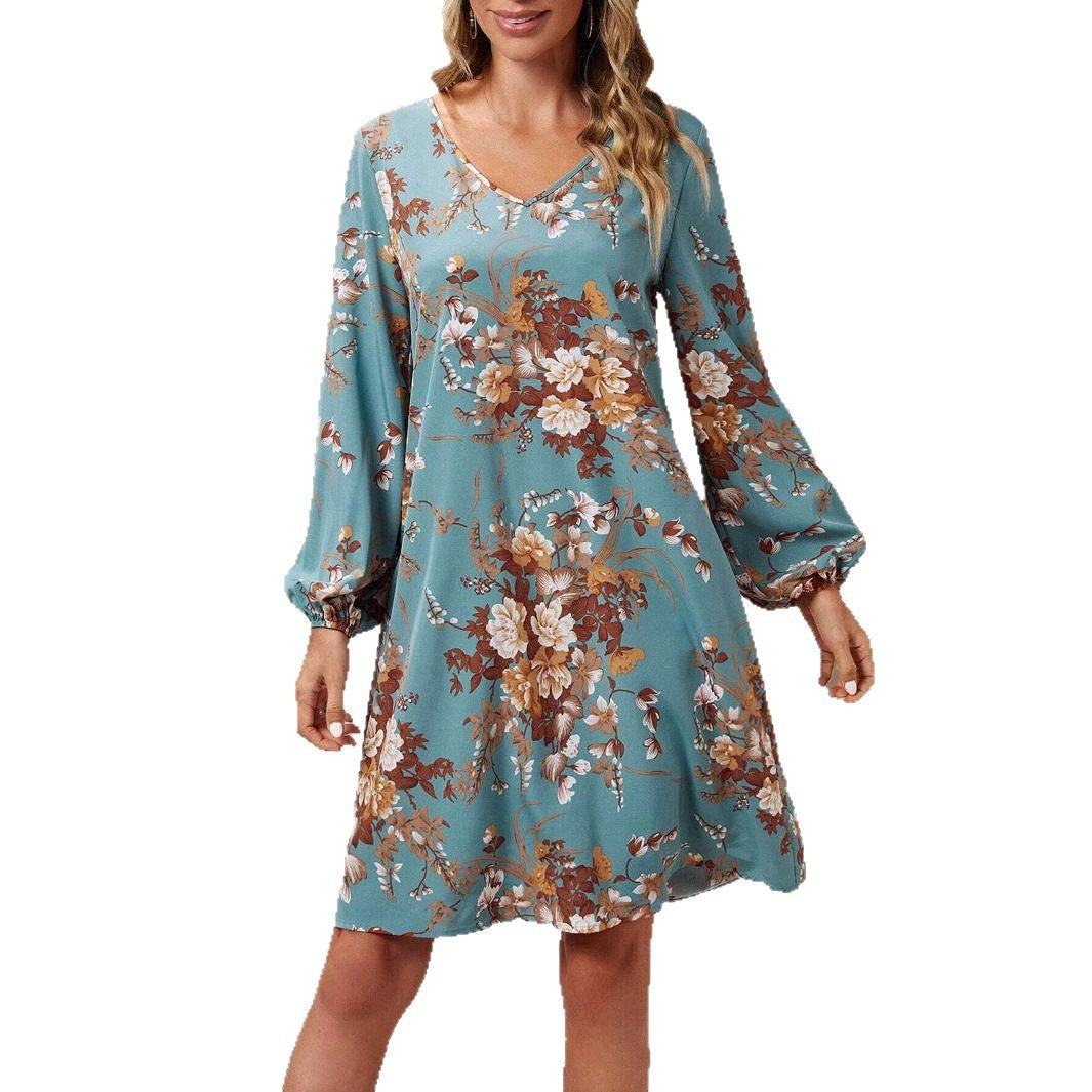 Robe chemise femme avec design floral et manches volumineuses Chic und Stil