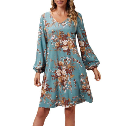 Robe chemise femme avec design floral et manches volumineuses Chic und Stil