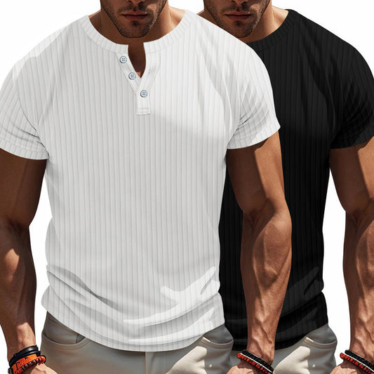 Chemise Henley à manches courtes pour hommes avec aspect côtelé structuré Chic und Stil