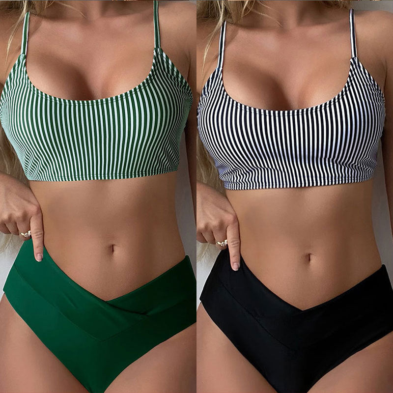 Dames Ensemble de bikini bralette rayé élégant Chic und Stil