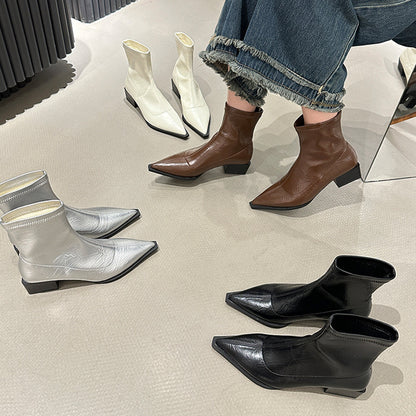 Bottes élégantes pour dames avec bout pointu et talon carré Chic und Stil