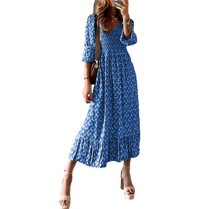 Robe maxi pour femmes avec des manches volumineuses et un cordon élastique à la taille Chic und Stil