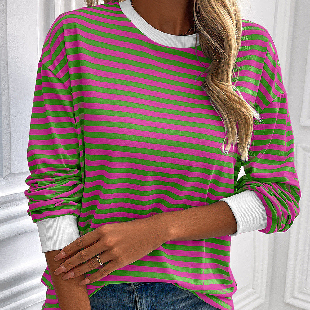 Pull à manches longues rayé pour femmes avec coupe décontractée Chic und Stil
