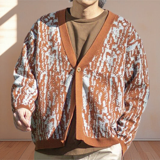 Cardigan en maille tendance pour hommes avec un motif stylé et un col en V Chic und Stil