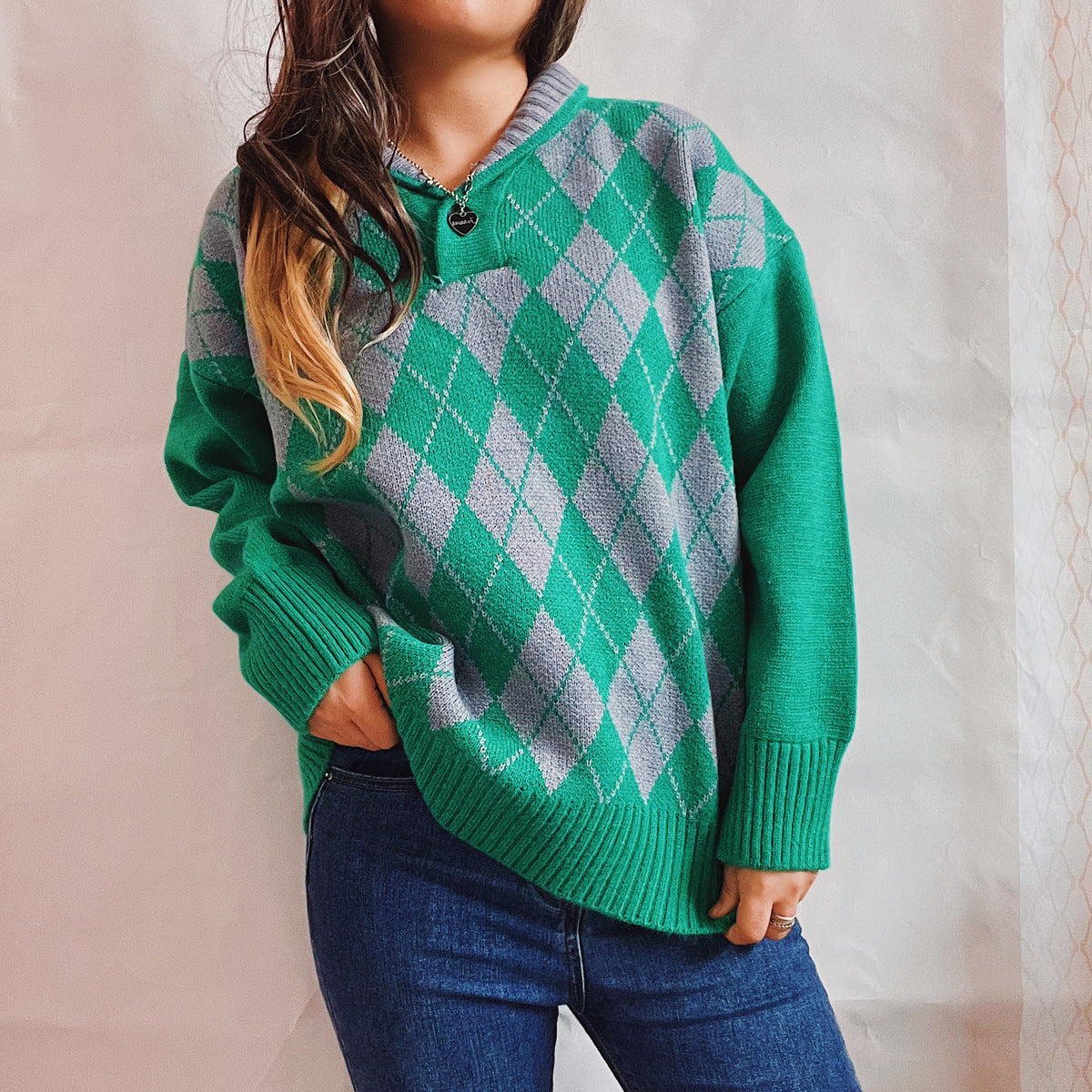 Pull en tricot pour femme avec un design en losanges classique et une coupe moderne Chic und Stil