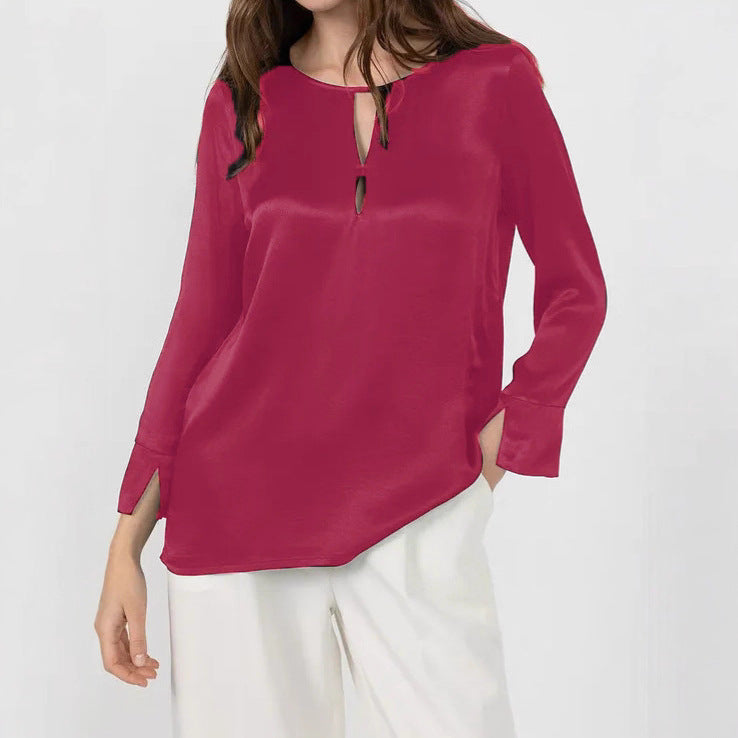 Dames Élégante blouse avec un design d’ouverture innovant et un matériau douillet Chic und Stil