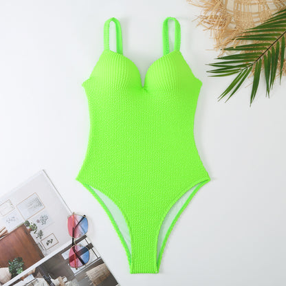 Maillot de bain taille haute pour femmes avec surface à textures côtelées et bretelles réglables Chic und Stil