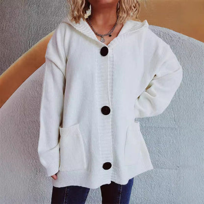 Women's comfortable hooded cardigan with practical pockets - Chic and stylish