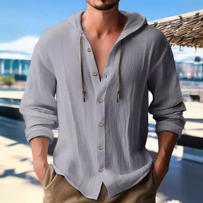 Chemise décontractée pour homme avec capuche et patte de boutonnage Chic und Stil