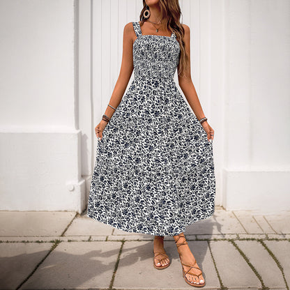 Robe Maxi Smockée à Imprimé Floral pour Femme Chic und Stil