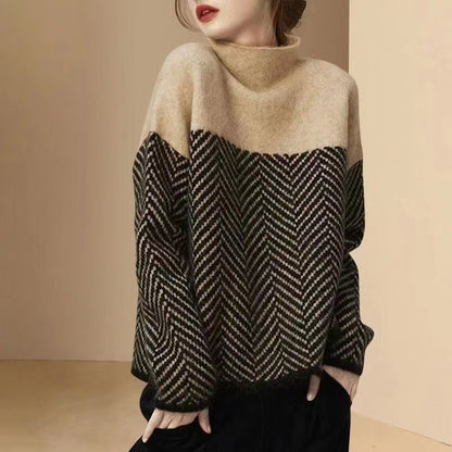 Pull en tricot confortable pour femmes avec un motif zigzag à la mode Chic und Stil