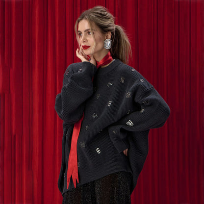 Pull en tricot oversize pour femmes avec des accents brillants Chic und Stil