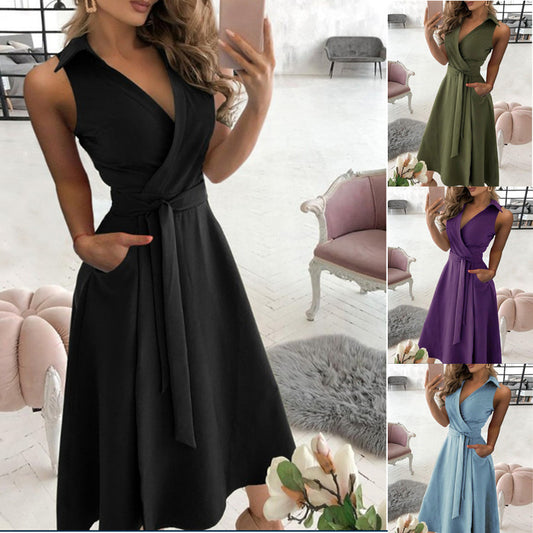 Robe portefeuille pour femmes avec décolleté en V élégant et ceinture à la taille Chic und Stil