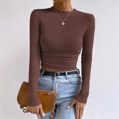 Chemise à manches longues pour femmes en tissu gaufré texturé Chic und Stil