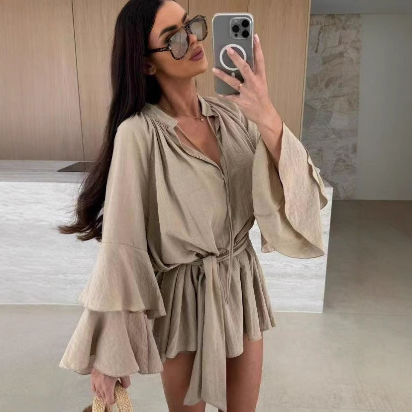 Robe caftan décontractée pour femmes avec des manches volumineuses et une ceinture de taille Chic und Stil