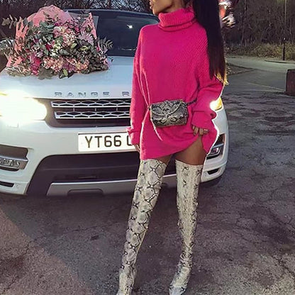 Pull à col roulé en gros tricot pour femmes avec coupe oversize Chic und Stil