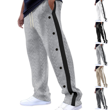 Sporty jogger pants for men with snap button and side stripes Chic und Stil