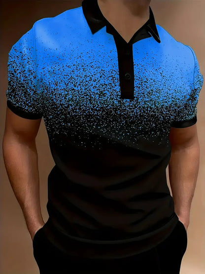 Hommes-Gradient-Impression-Performance-Polo-shirt Chic und Stil