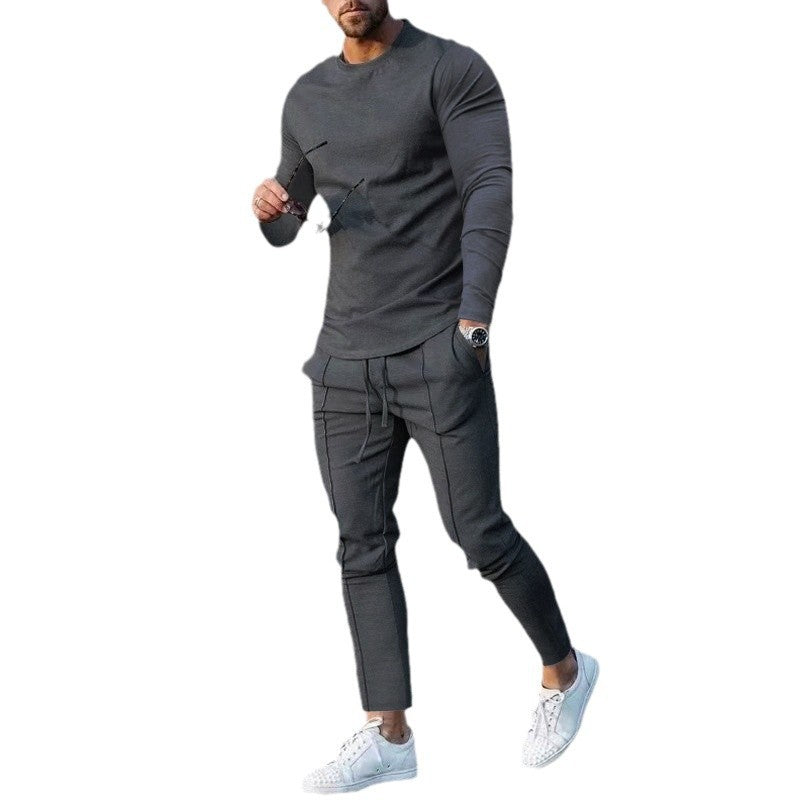 Men's Long Sleeve Sporty Top with Practical Jogging Pants Chic and Style