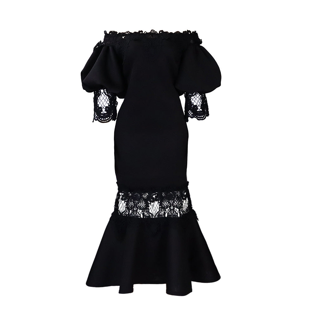 Dames Élégant Robe Fourreau avec Manches en Dentelle Chic und Stil