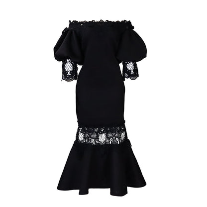 Dames Élégant Robe Fourreau avec Manches en Dentelle Chic und Stil