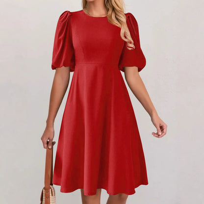 Dames Élégant Robe À-Ligne Manches Bouffantes Chic und Stil