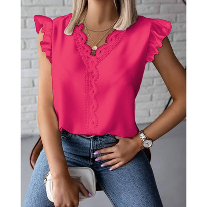 Chemisier femme avec des détails en volants et des appliqués en dentelle Chic und Stil