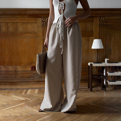 Marlene wide pants for ladies with stylish stripes Chic and Style