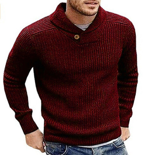 Pull-over à col roulé en grosse maille pour hommes avec détails en bouton Chic und Stil