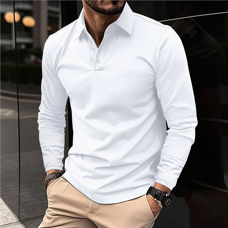 Men's Long Sleeve Polo with Modern Collar and High Quality Cotton Chic and Style