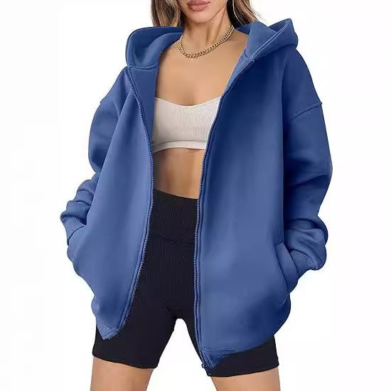 Dames décontracté oversized zip-hoodie Chic und Stil